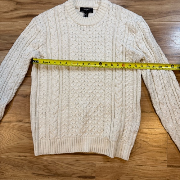 Forever 21 Men’s Cable Knit Sweater Cream Size L - Picture 3 of 7